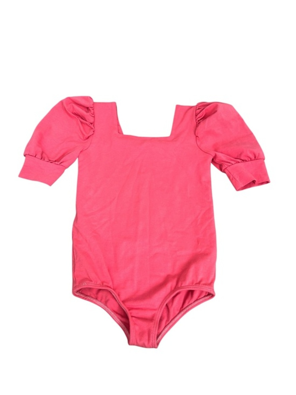 Kids Puff Sleeve One-Piece Romper in Hot Pink